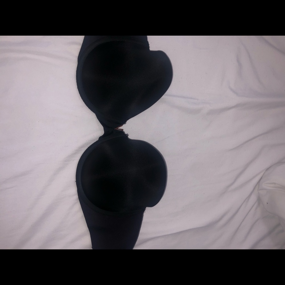 Black strapless VS padded bra